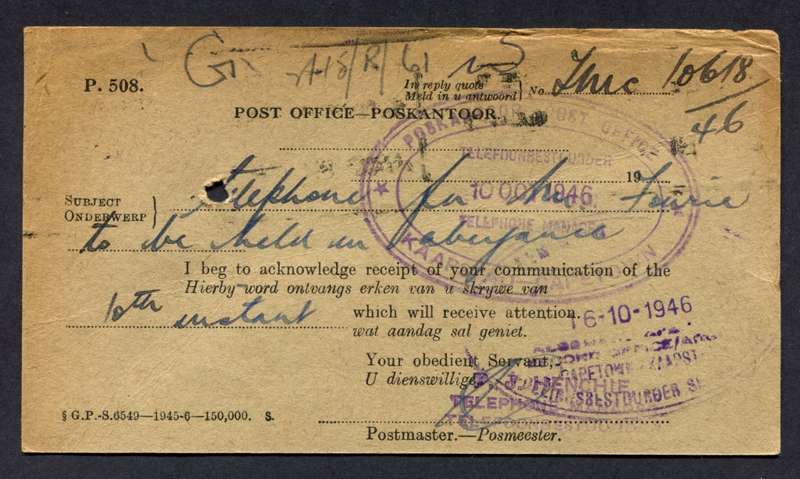 Union of SA - Post Card