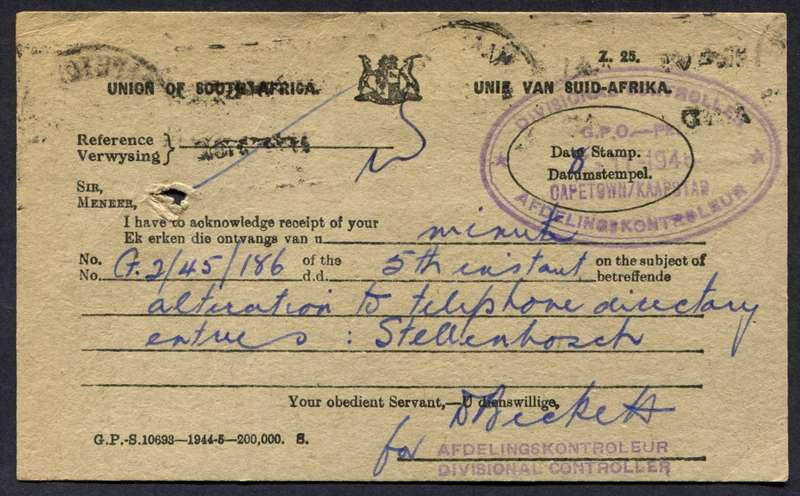 Union of SA - Post Card