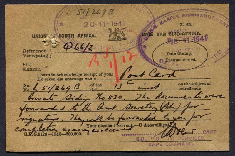 Union of SA - Post Card