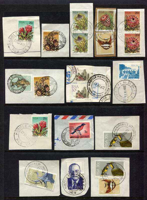 RSA - 46 Mobile Post office Cancels on Various Stamps on Pieces - All Scanned