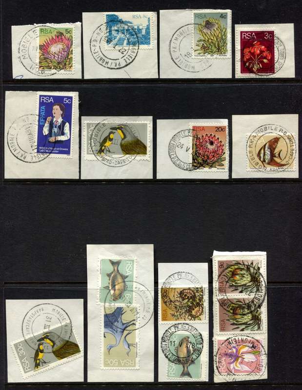 RSA - 46 Mobile Post office Cancels on Various Stamps on Pieces - All Scanned