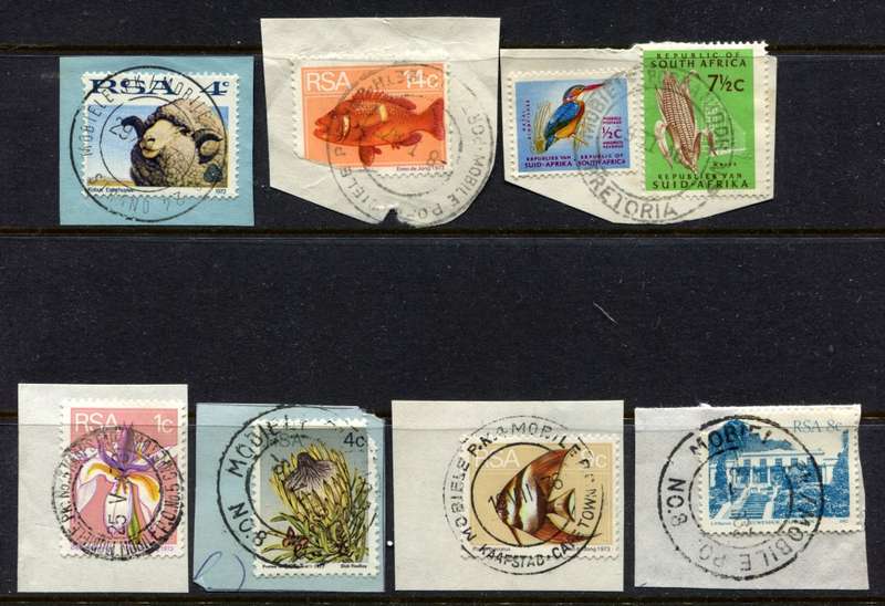 RSA - 46 Mobile Post office Cancels on Various Stamps on Pieces - All Scanned