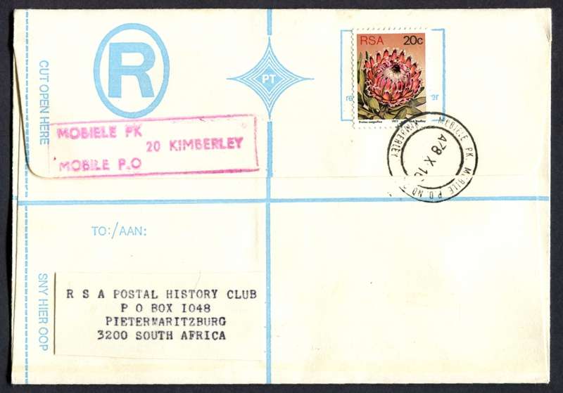 RSA - Registered Cover - Send From Mobile Post Office - Kimberley