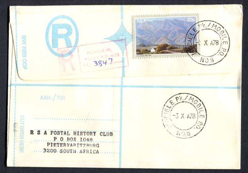 RSA - Registered Cover - Send From Mobile Post Office - No. 8