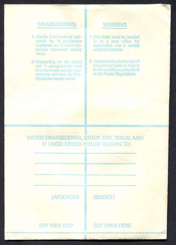 RSA - Registered Cover - Send From Mobile Post Office - No. 8