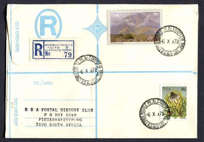 RSA - Registered Cover - Send From Mobile Post Office - Cape Town