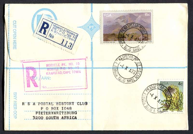 RSA - Registered Cover - Send From Mobile Post Office - Cape Town