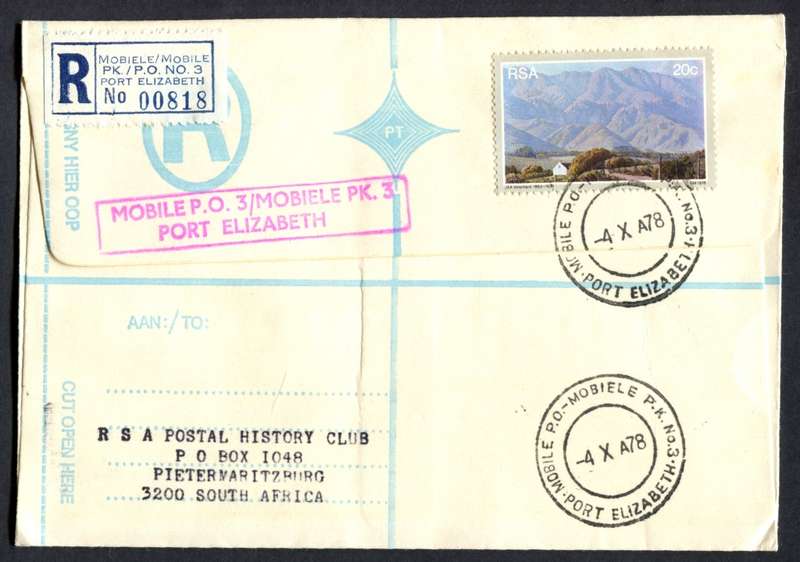 RSA - Registered Cover - Send From Mobile Post Office - Port Elizabeth