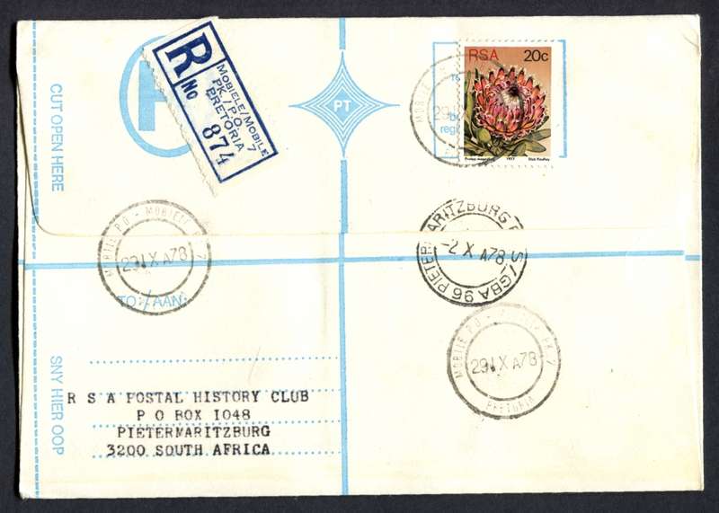 RSA - Registered Cover - Send From Mobile Post Office - Pretoria