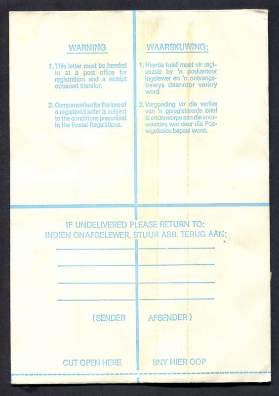 RSA - Registered Cover - Send From Mobile Post Office - Pretoria