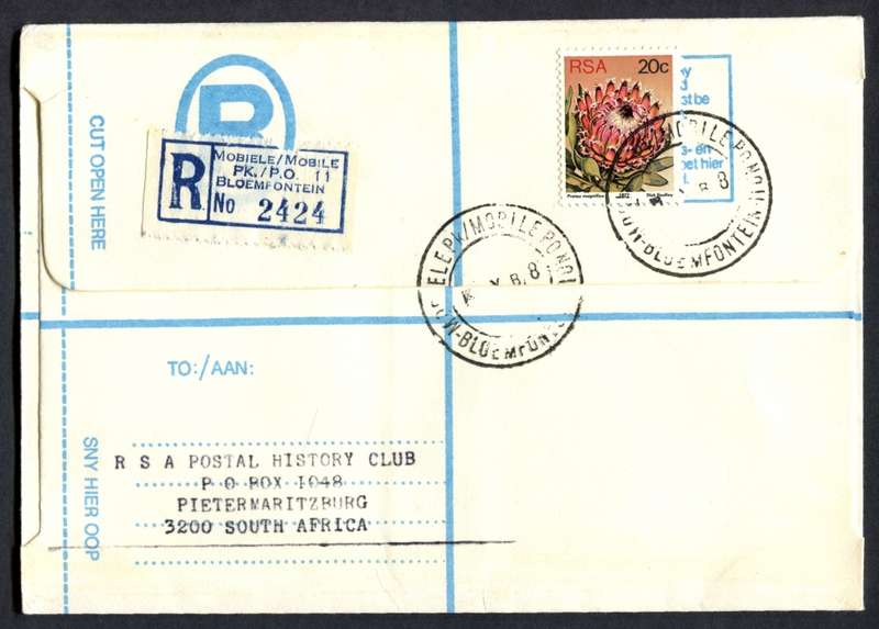 RSA - Registered Cover - Send From Mobile Post Office - Bloemfontein