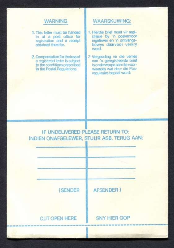 RSA - Registered Cover - Send From Mobile Post Office - Pietermaritzburg