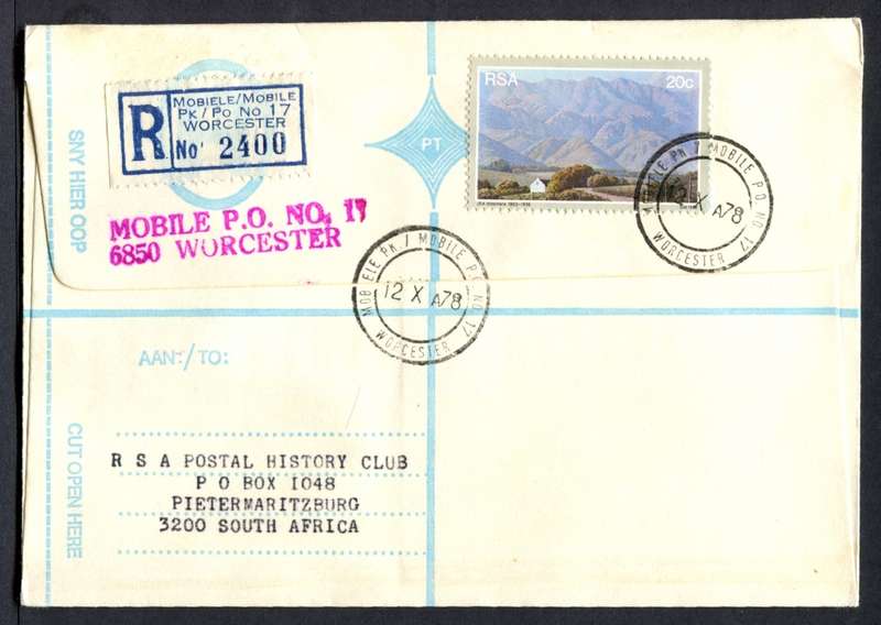RSA - Registered Cover - Send From Mobile Post Office - Worcester