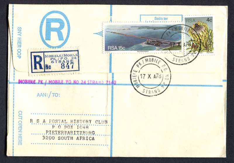 RSA - Registered Cover - Send From Mobile Post Office - Strand