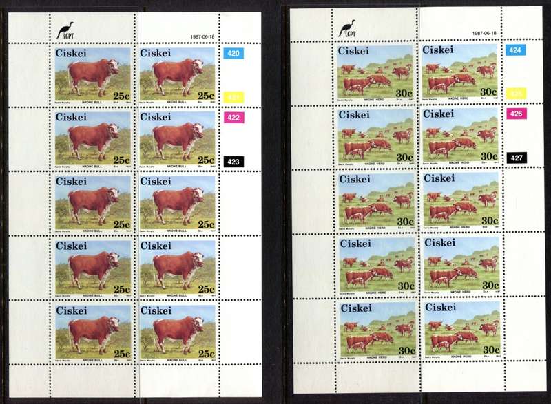 Ciskei - Cattle - Set of 4 Full Sheets of 10 - 1987 - MNH
