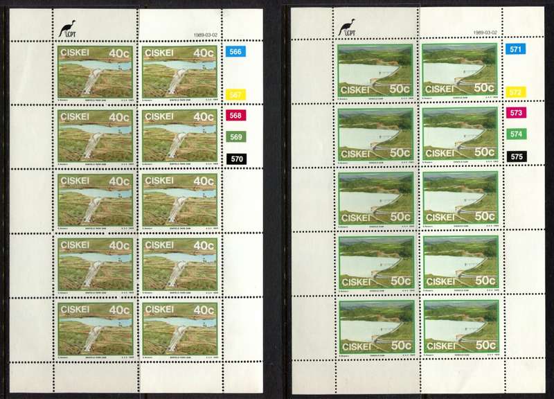 Ciskei - Dams - Set of 4 Full Sheets of 10 - 1989 - MNH