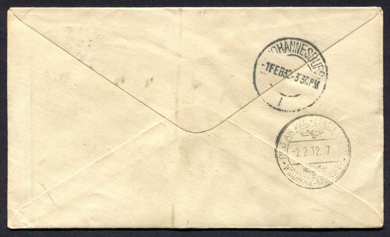 Union of SA - Flight Cover - Pietersburg to Windhoek