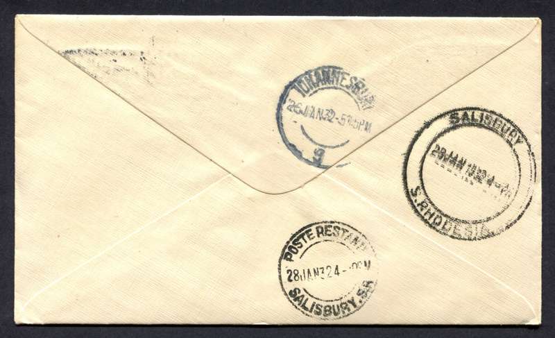 Union of SA - Flight Cover - Germiston to Salisbury