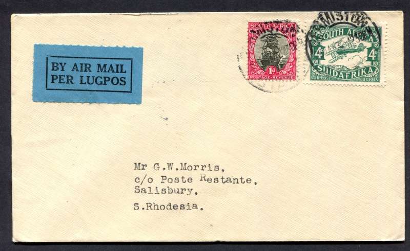 Union of SA - Flight Cover - Germiston to Salisbury