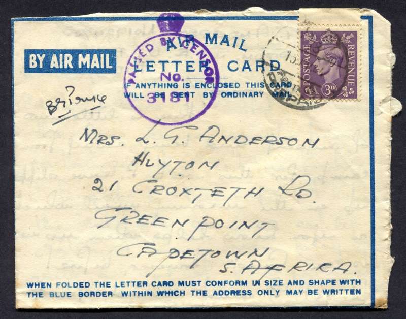 Great Britain - Aerogram - Censored