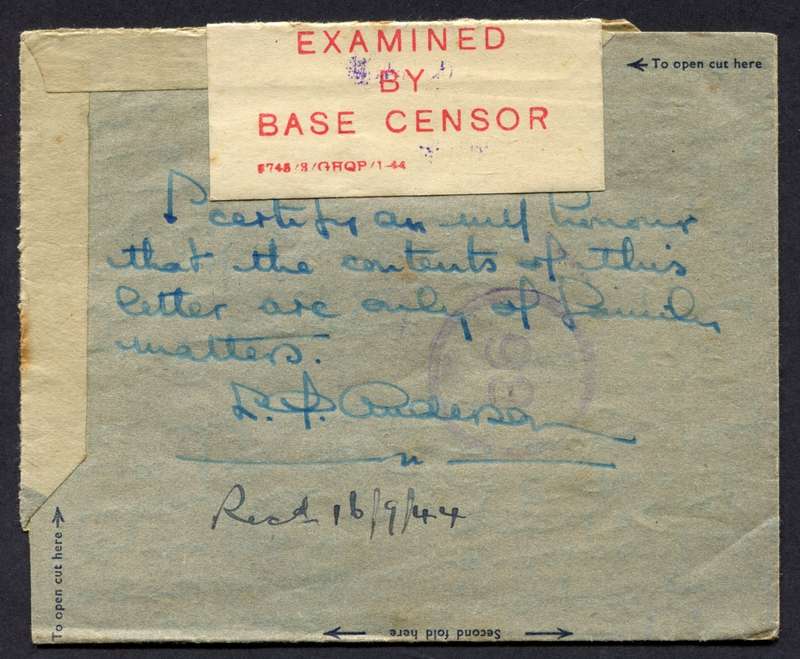 Union of SA - Aerogram - Censored