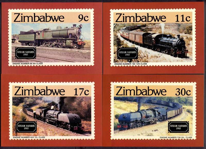 Zimbabwe - Set of 4 Maxi Post Cards - 1985