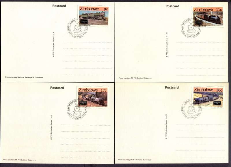 Zimbabwe - Set of 4 Maxi Post Cards - 1985