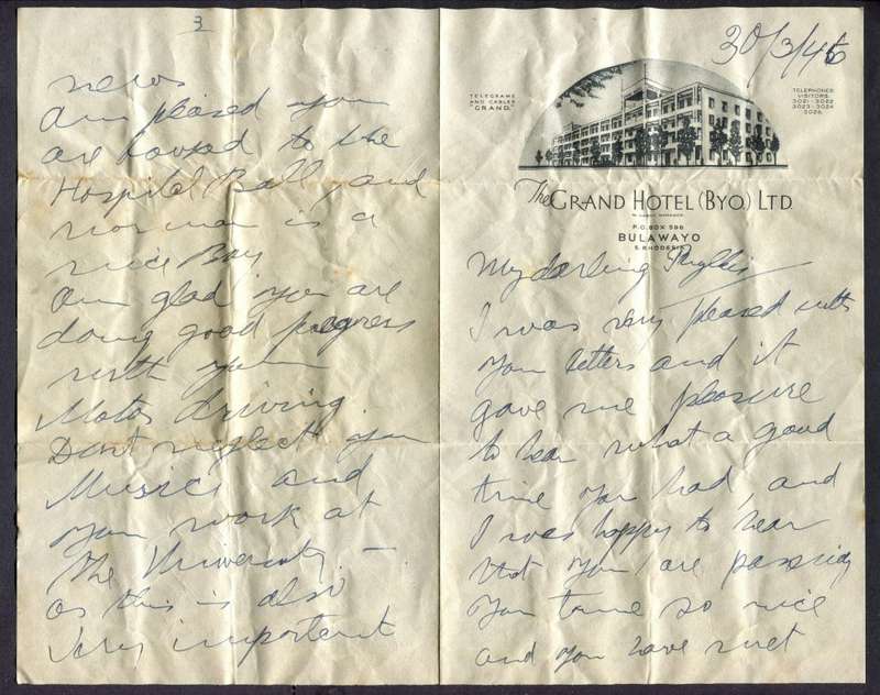 Southern Rhodesia - Letter On "The Grand Hotel" Stationery - 1946