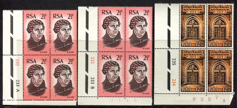 RSA - Set of 3 Control Blocks of 4 - 1967 - MNH
