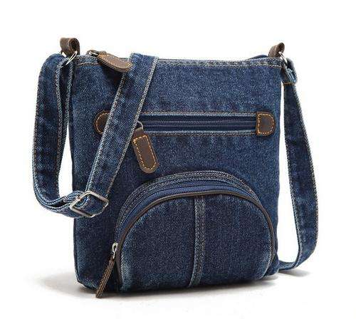 Retro dark blue denim Solid denim handbag crossbody shoulder bag women messenger bags fashion tote b