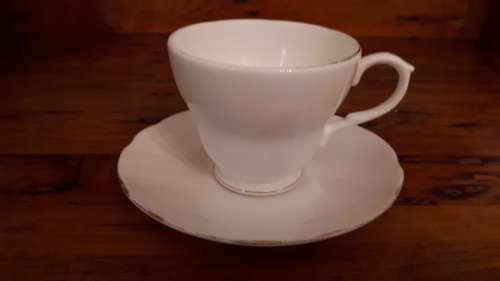 VINTAGE DUCHESS BONE CHINA (England) white tea cup and saucer duo