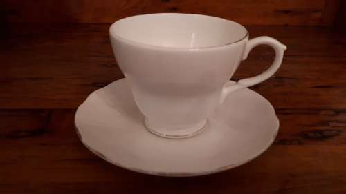 VINTAGE DUCHESS BONE CHINA (England) white tea cup and saucer duo