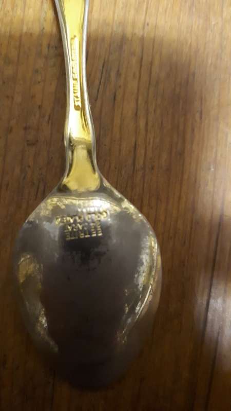 EETRITE 24 CARAT GOLD PLATED Stainless Steel Teaspoons with floral inserts