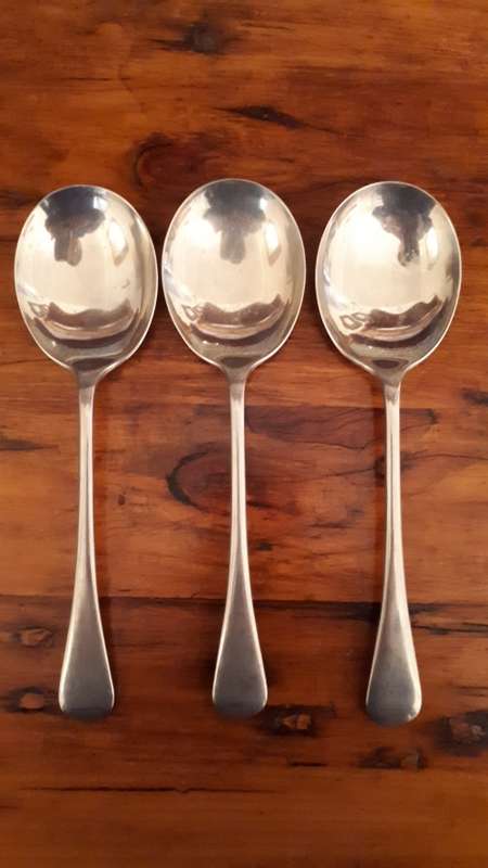 THREE VINTAGE SILVAWYTE NICKEL SILVER Soup Spoons