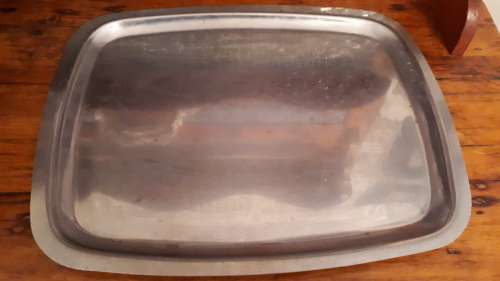 LARGE VINTAGE RECTANGULAR STAINLESS STEEL Serving Tray