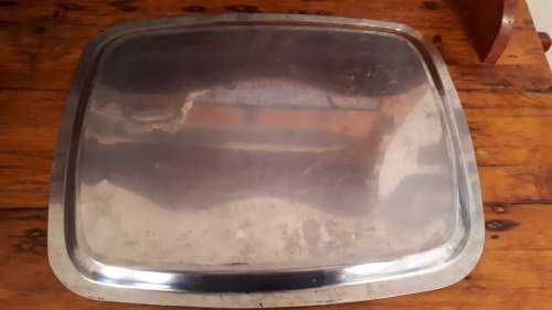 LARGE VINTAGE RECTANGULAR STAINLESS STEEL Serving Tray