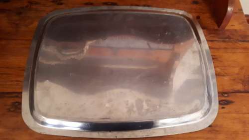 LARGE VINTAGE RECTANGULAR STAINLESS STEEL Serving Tray