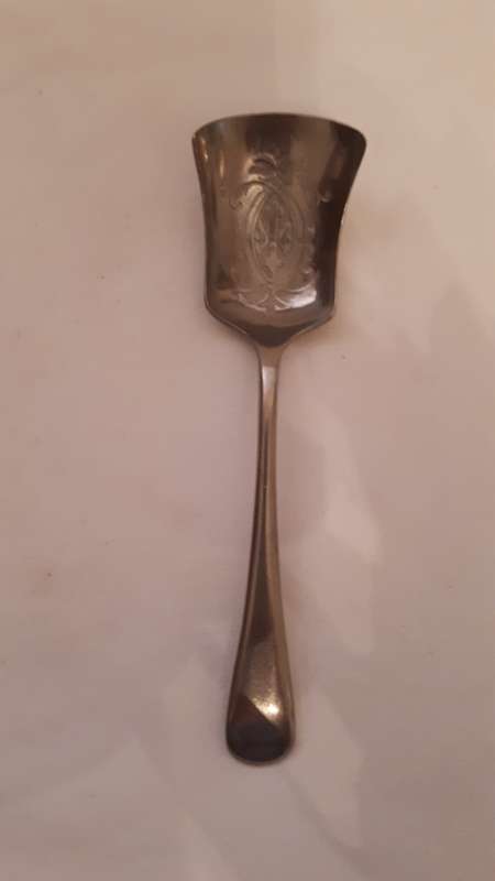 VINTAGE WEAR WITE RUSTLESS NICKEL SILVER SHEFFIELD SUGAR SPOON