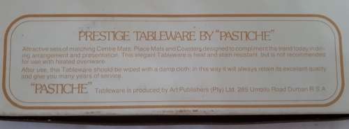 VINTAGE COMPLETE AND BOXED SET OF PLACEMATS AND COASTERS  SA ARTIST NORMA WILES