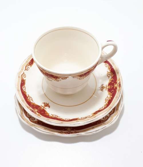 Vintage 1950s Fine Porcelain Grindley Cream Petal Rosemary Tea Trio - Cup, Saucer and Tea Plate