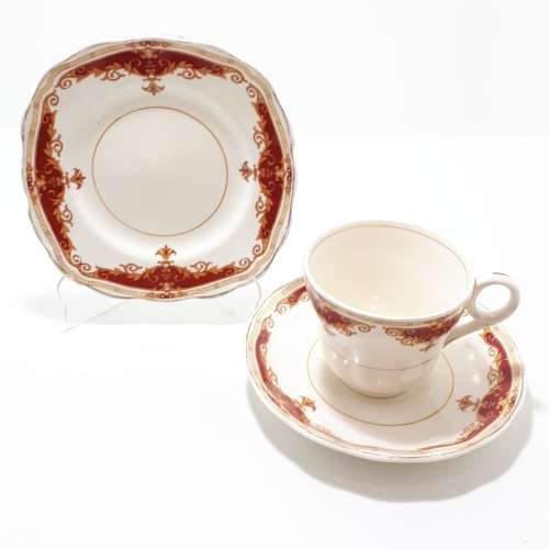 Vintage 1950s Fine Porcelain Grindley Cream Petal Rosemary Tea Trio - Cup, Saucer and Tea Plate