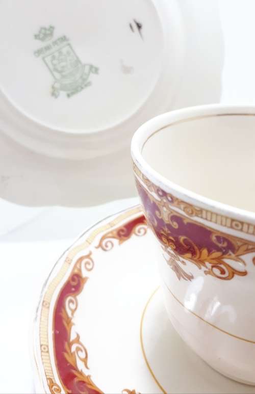 Vintage 1950s Fine Porcelain Grindley Cream Petal Rosemary Tea Trio - Cup, Saucer and Tea Plate