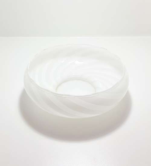 Opaque And Milk Glass Vintage Bowl With Swirl Design