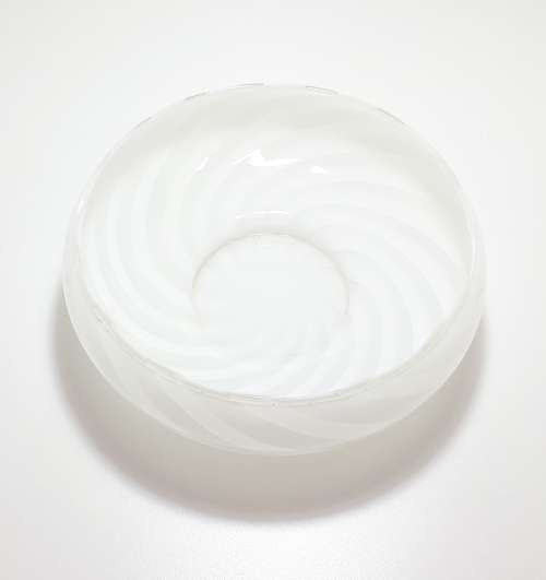 Opaque And Milk Glass Vintage Bowl With Swirl Design
