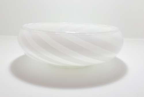 Opaque And Milk Glass Vintage Bowl With Swirl Design