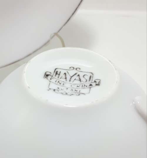 Japanese Fine Porcelain Vintage 1950`s Hayasi Kutani Tea Cup And Tea Plate Pattern 5788