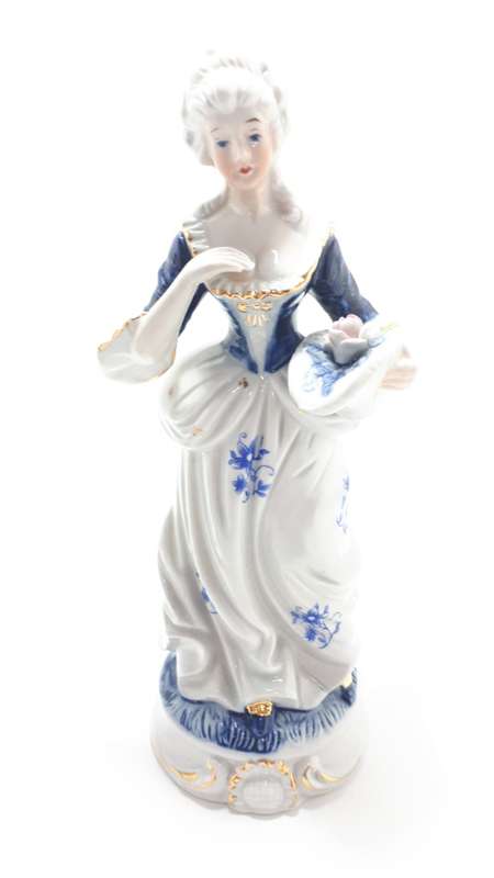 1925-67 Fine Porcelain Blue and White Capodimonte Victorian Figurine Pair Male and Female
