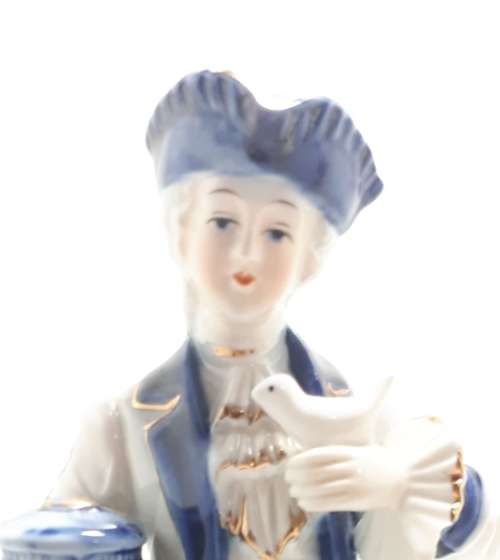 1925-67 Fine Porcelain Blue and White Capodimonte Victorian Figurine Pair Male and Female