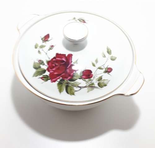 23 Piece Alfred Meakin Glo White Dinner Set - White With Rose Pattern And Gold Trim