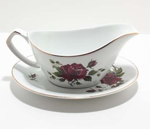 23 Piece Alfred Meakin Glo White Dinner Set - White With Rose Pattern And Gold Trim